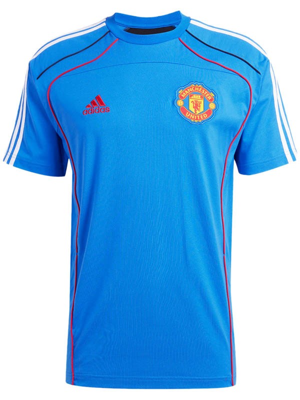 Manchester united maillot d'entraînement d'avant-match pour adulte uniforme de football bleu pour homme haut de sport 2025-2026
